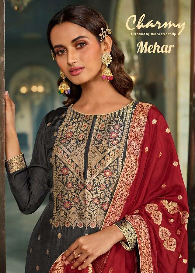 meera trendz zisa mehar series 3801-3806 cream silk suit