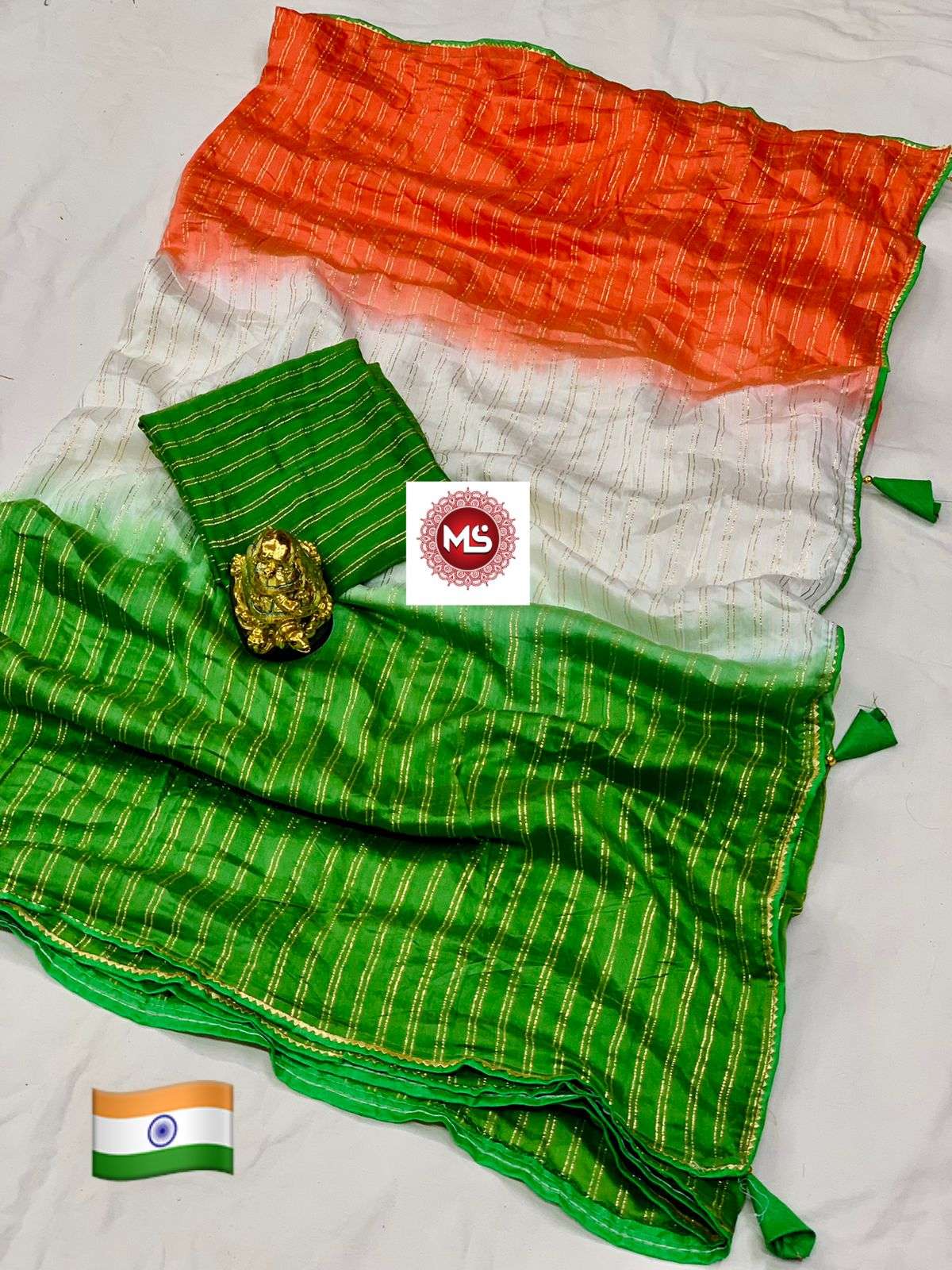 MS BRAND NATIONAL FLAG COTTON BASE SAREE 