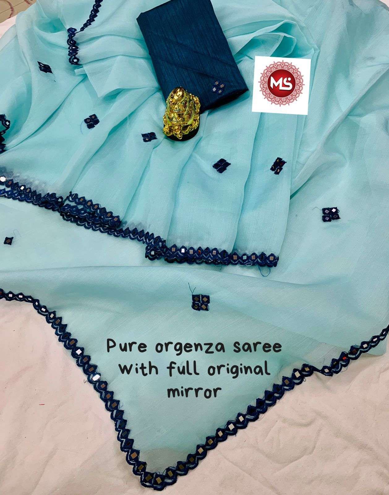 MS BRAND ORGANZA MIRROR DESIGNER PURE SOFT ORGANZA SAREE 
