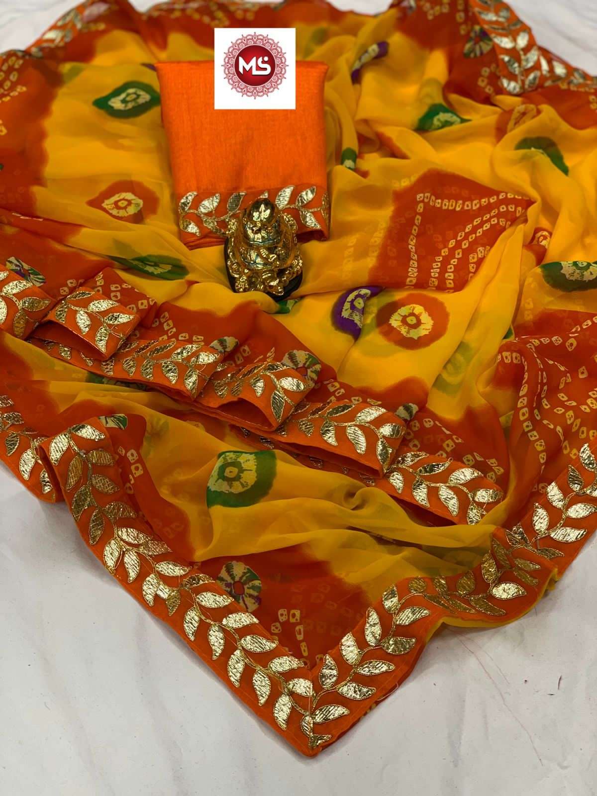 MS BRAND TONE TO TONE DESIGNER GEORGETTE BANDHANI SAREE 