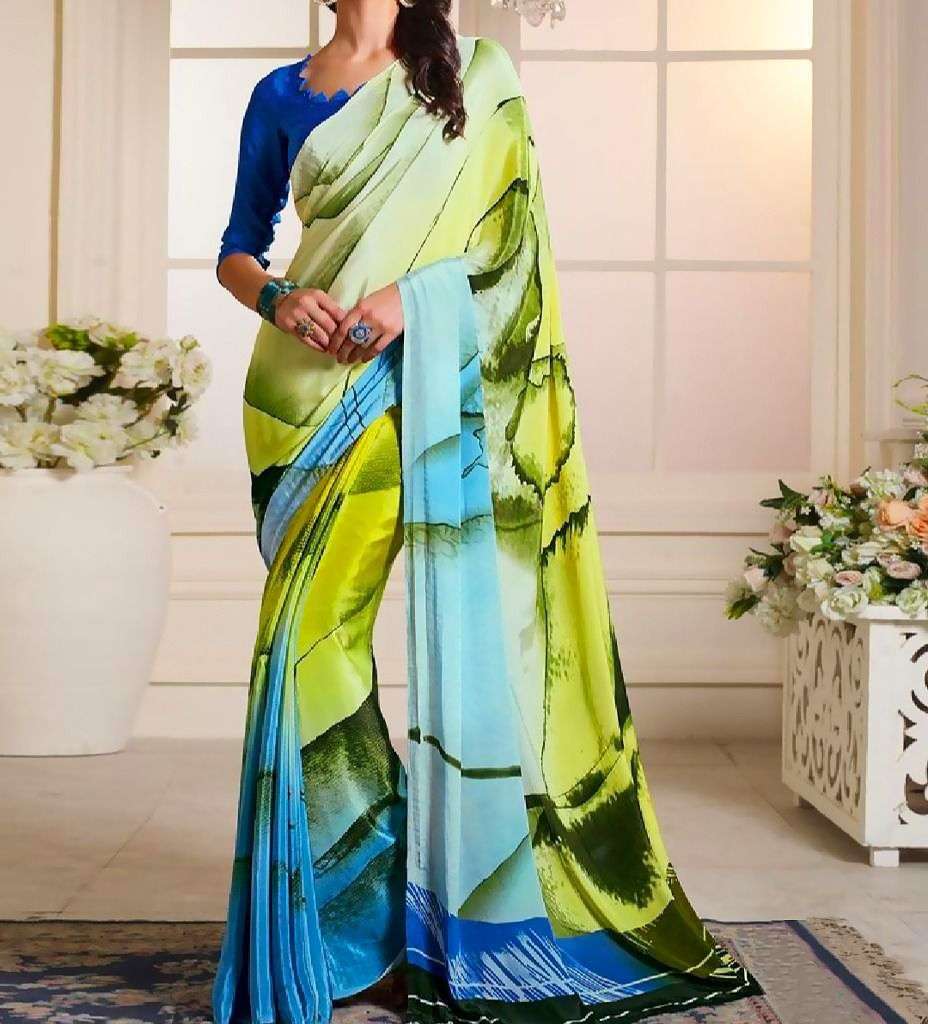 PALAKK DESIGNER SATIN GEORGETTE SAREE