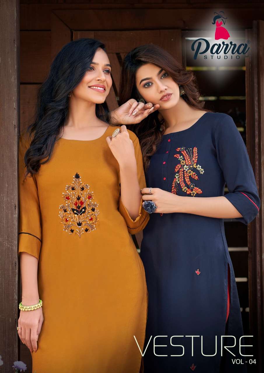 parra studio vesture vol 4 series 4001-4008 pure rayon kurti