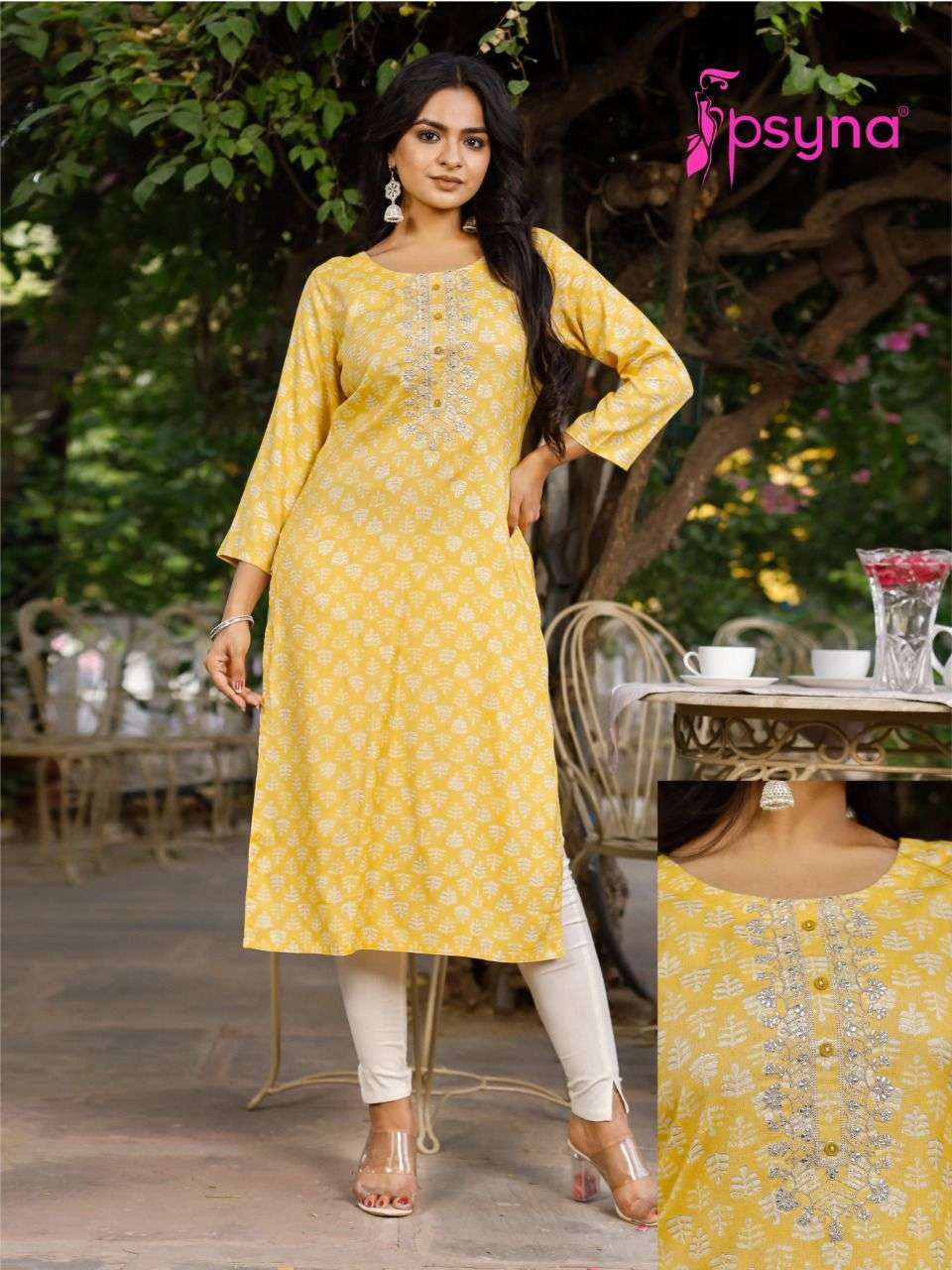 psyna crayon prints vol 1 two tone rayon kurti