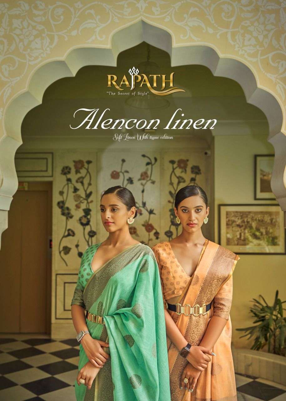 RAJPATH ALENCON LINEN DESIGNER SOFT LINEN SAREE 