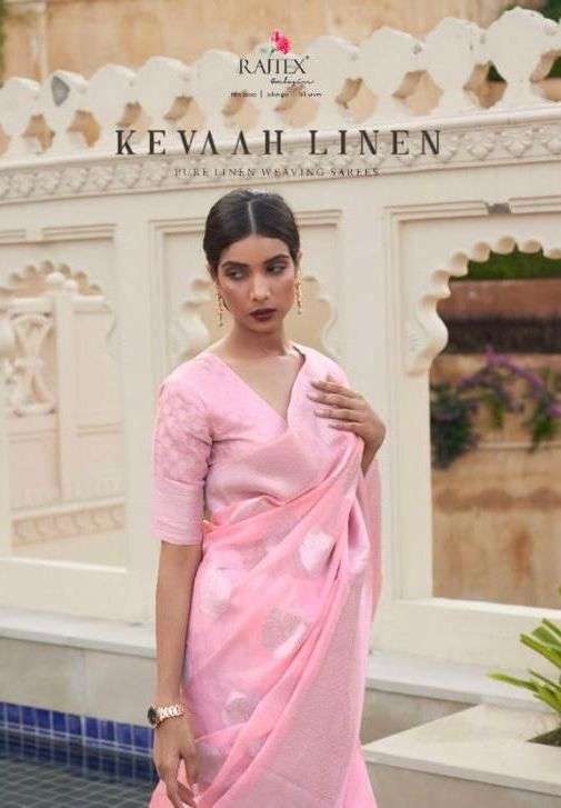 rajtex kevaah linen series 216001-216006 pure linen weaving silk saree