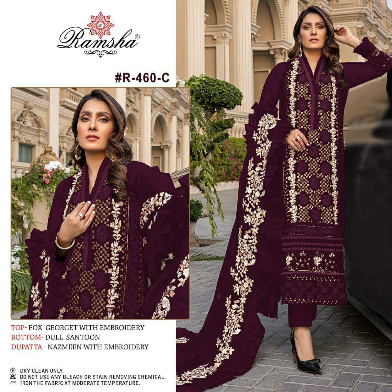 ramsha 460 nx dark colour design pakistani suits