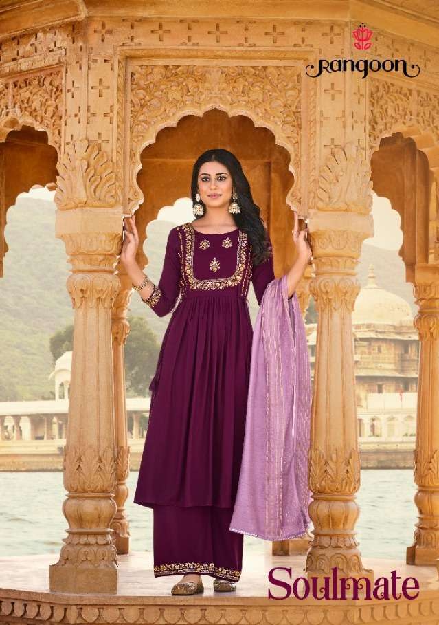 rangoon soulmate series 3691-3694 airjet rayon readymade suit