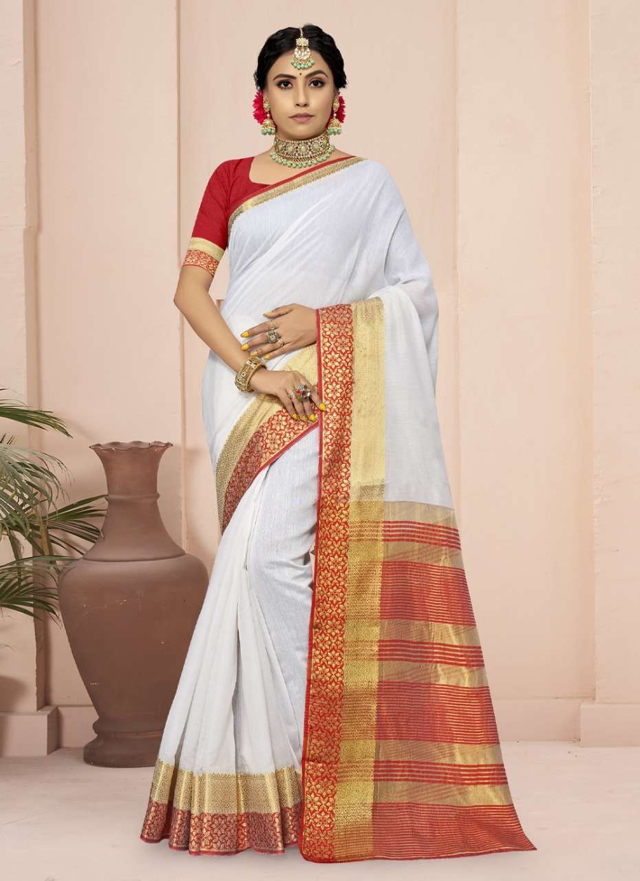 RED CHILLI DESIGNER COTTON SAREE 