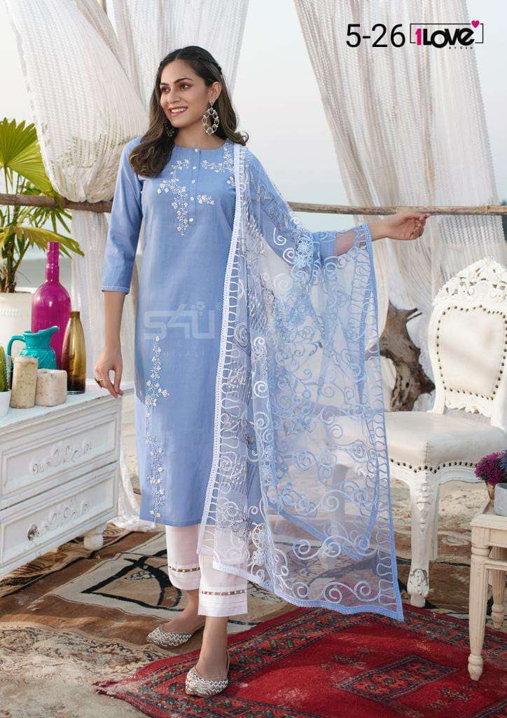 s4u pr 26 design party wear combo set of kurti with bottom and dupatta