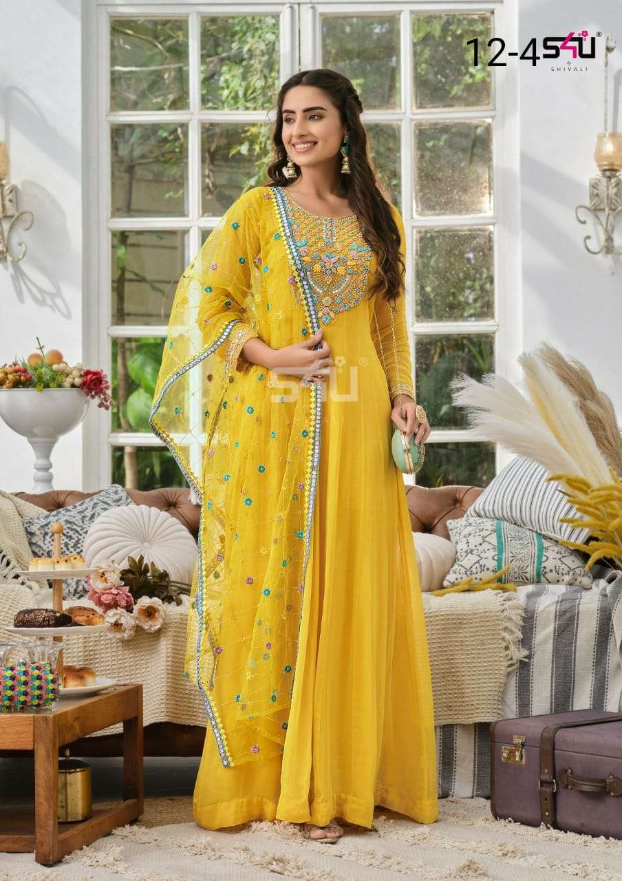 s4u prg 4 combo set of kurti with dupatta set yellow color