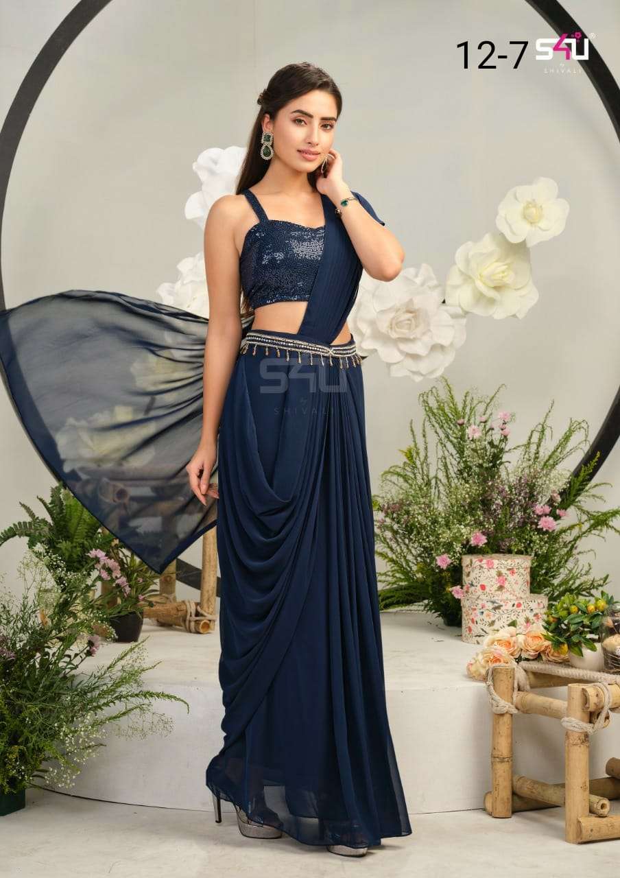 s4u prg 7 design combo set of ready to wear sarees outfits