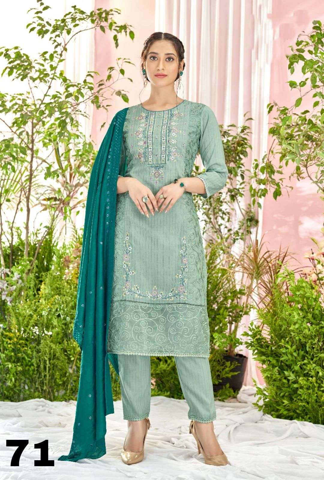 SAAAN DESIGNER NYLON CHINON READYMADE SUIT 