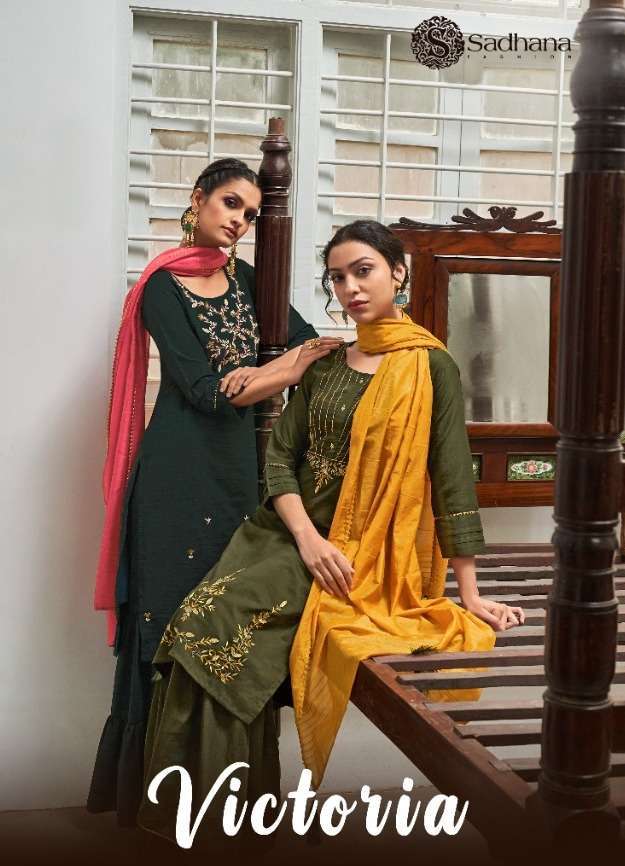 sadhana fashion victoria series 1032-1037 chinon silk readymade suit