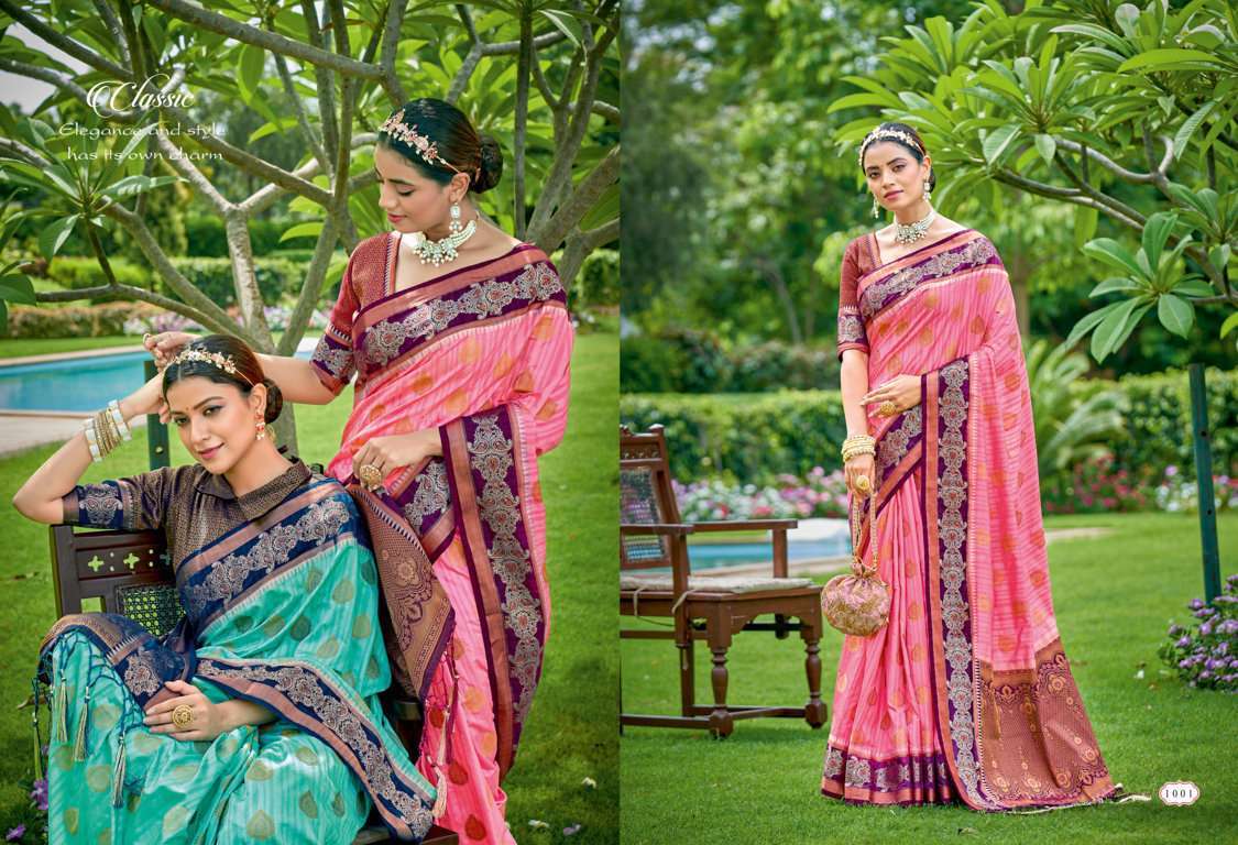 sangam prints varnika series 1001-1006 banarasi silk saree