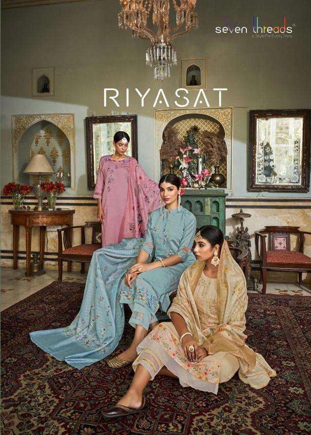 seven threads riyasat series 1001-1007 roman silk readymade suit 