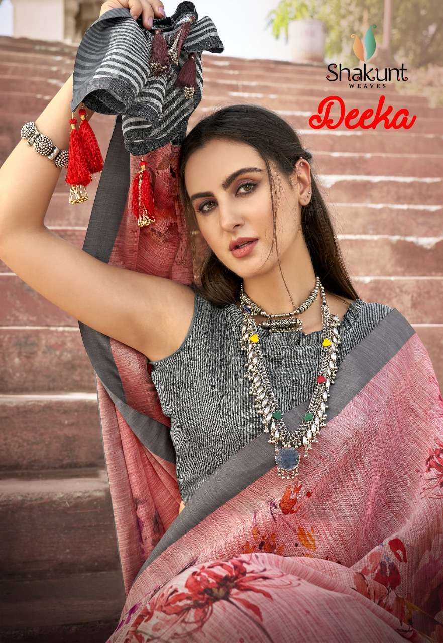 Shakunt deeka series 15901-15906 linen digital saree