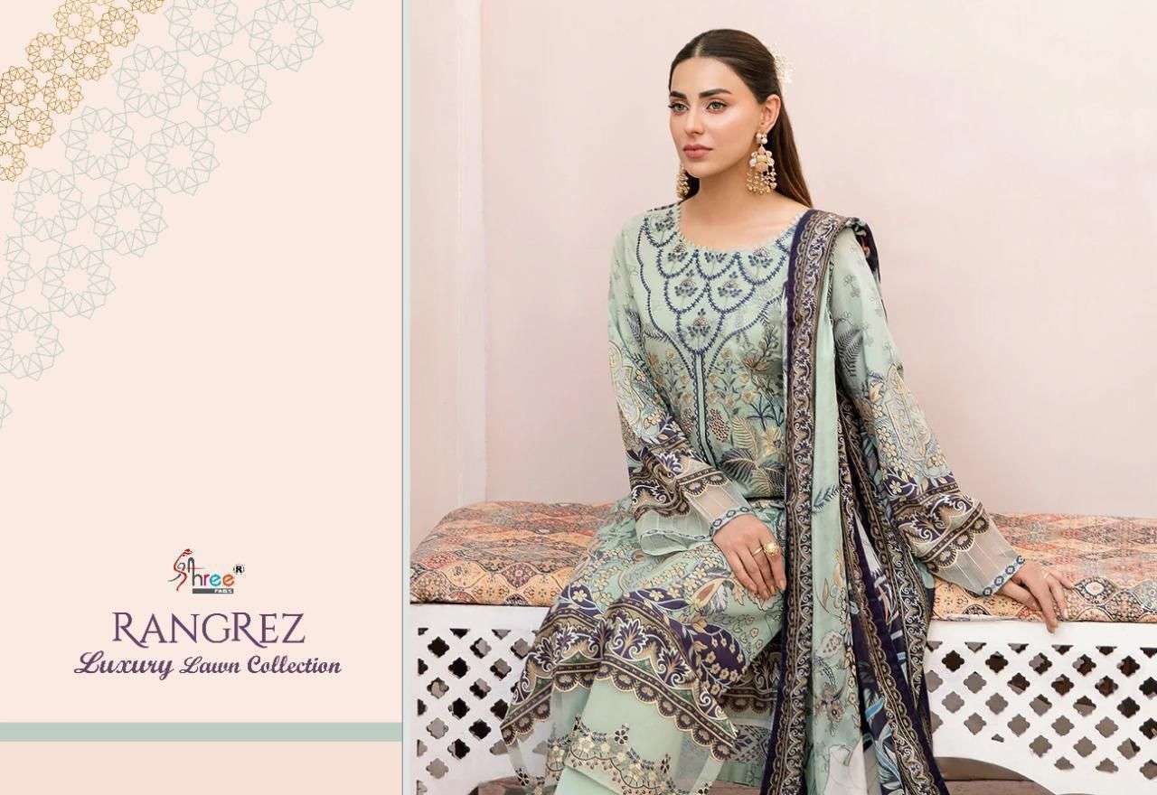 shree fabs rangrez luxury lawn series 2299-2305 pure lawn suit 