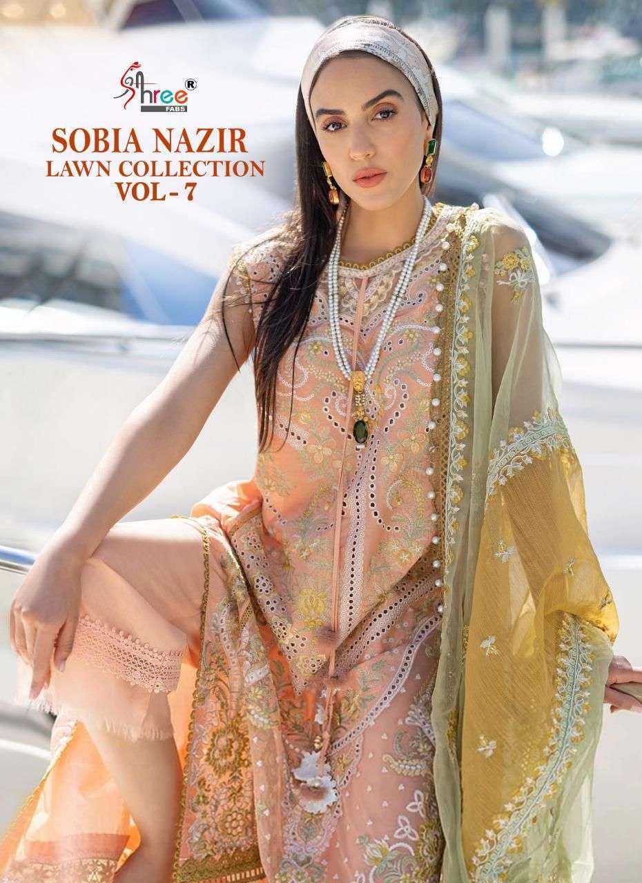 shree fabs sobia nazir lawn vol 7 series 2252-2257 pure cotton suit