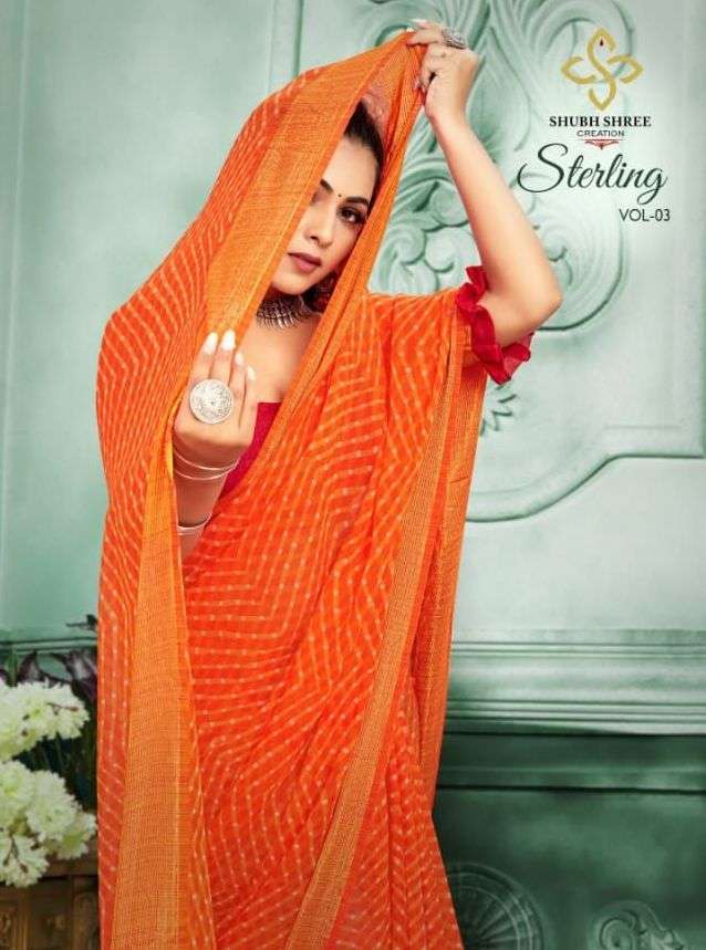 shubh shree creation sterling vol 3 series 3001-3006 butterfly saree