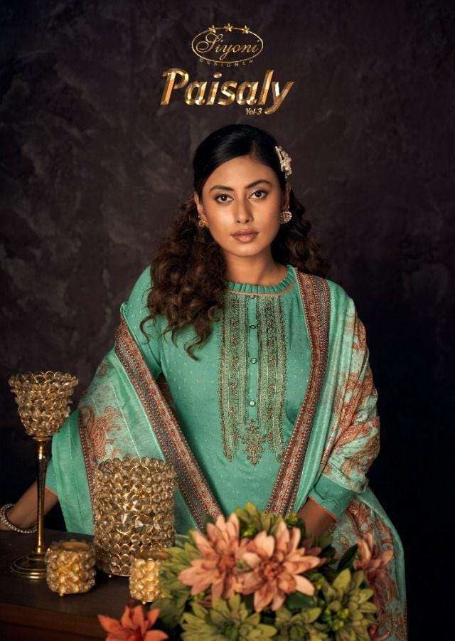 siyoni paisaly vol 3 series 35001-35006 pure butti muslin silk suit