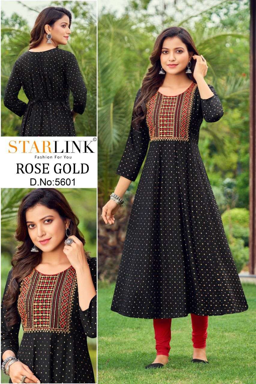 STARLINK ROSE GOLD DESIGNER RAYON KURTI 