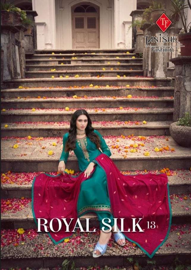 tanishk royal silk vol 13 series 3601-3608 pure french crape suit 