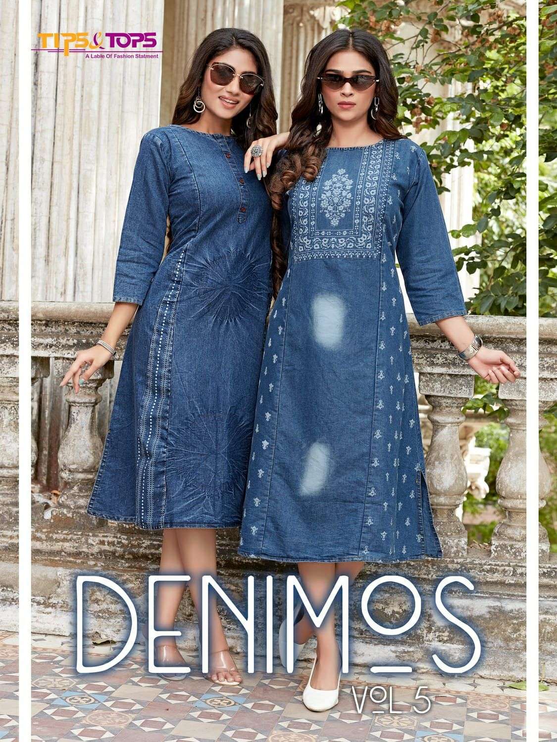 tips & tops denimos vol 5 series 501-506 pure cotton denim kurti 