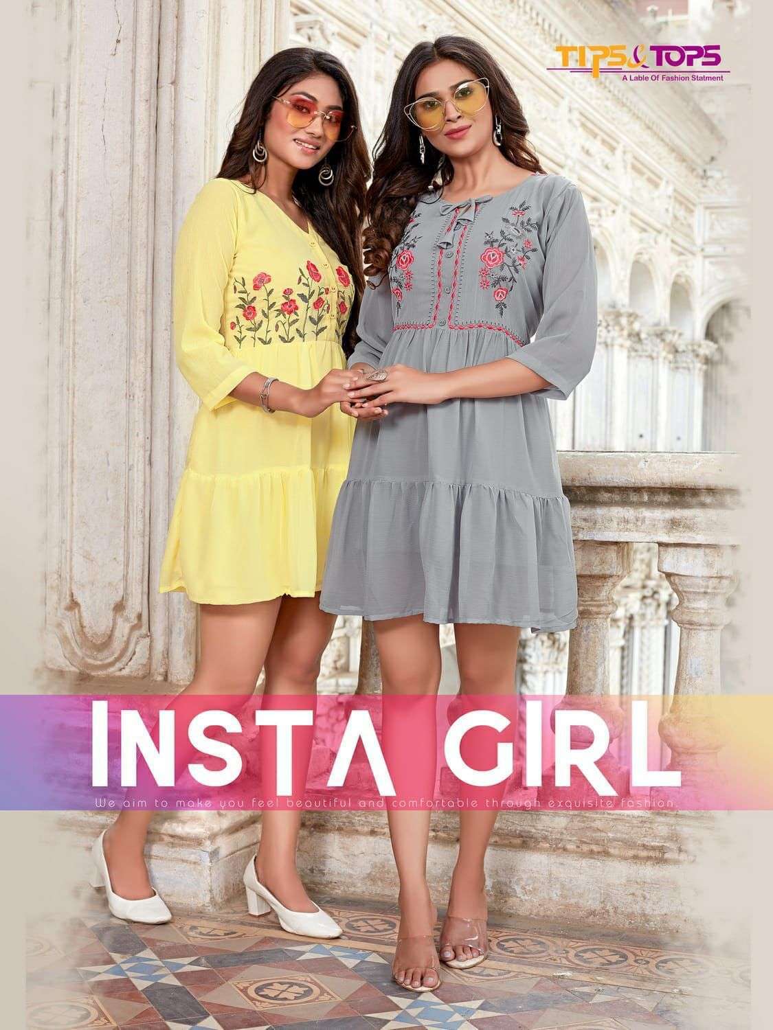 tips & tops insta girl series 101-106 heavy georgette kurti