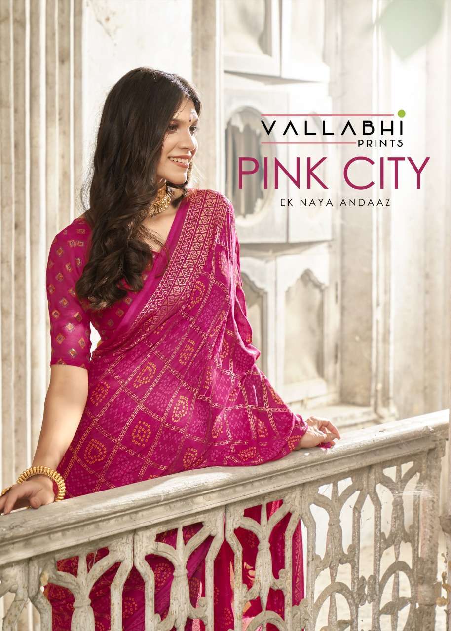 vallabhi pink city series 33757-33764 georgette print saree