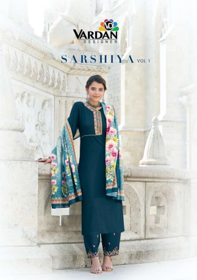 vardan sarshiya vol 1 series 19001-19003 heavy 14 kg rayon readymade suit