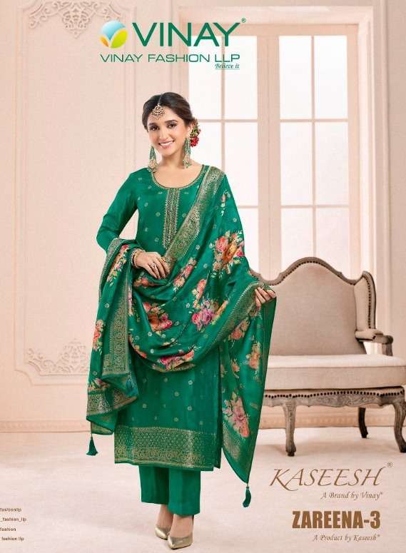 vinay zareena vol 3 series 60631-60638 pure dola jacquard suit