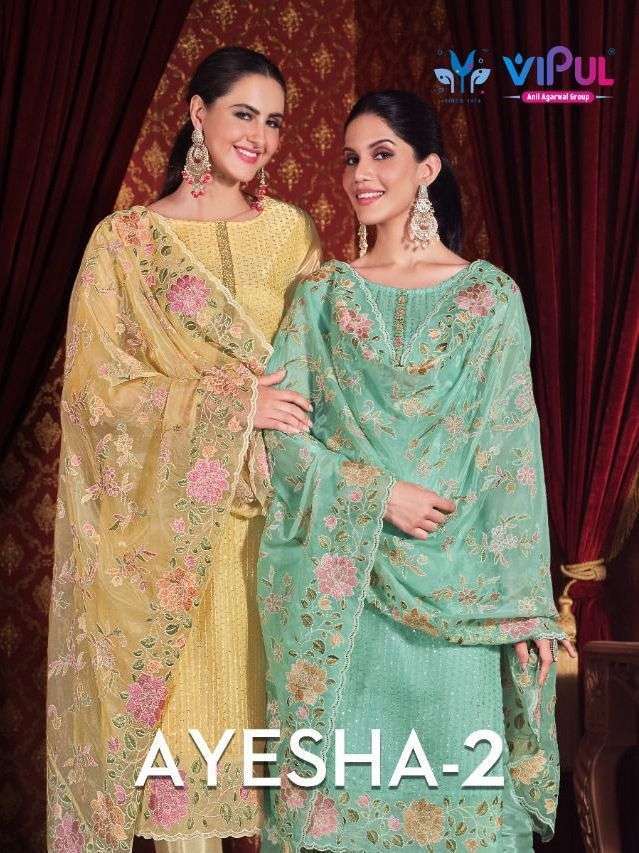 vipul ayesha vol 2 series 5001-5006 soft organza work suit