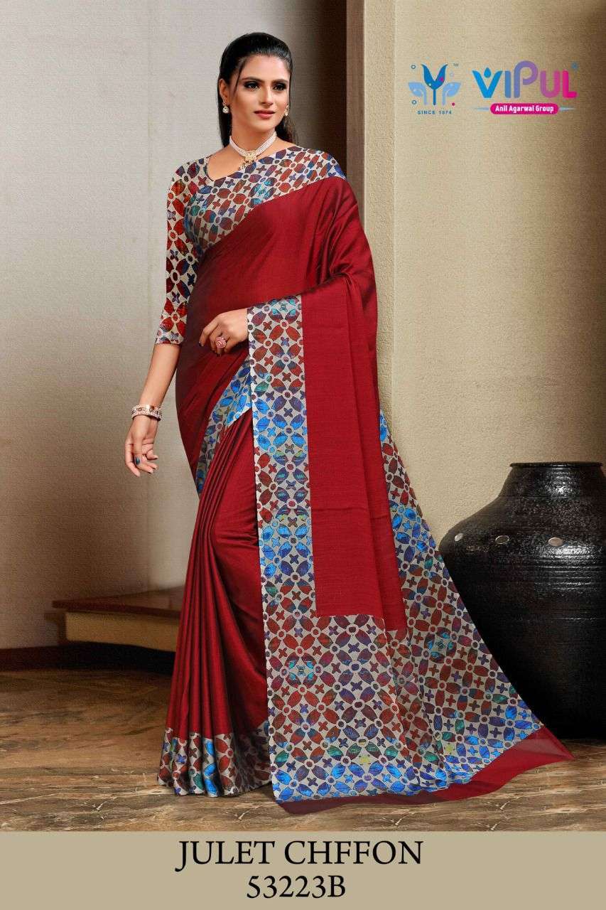 vipul juliet chiffon Moss chiffon gala padding saree