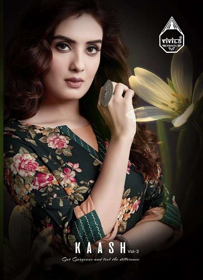 VIVILS SILK KAASH VOL 3 DESIGNER 18 KG RAYON KURTI 