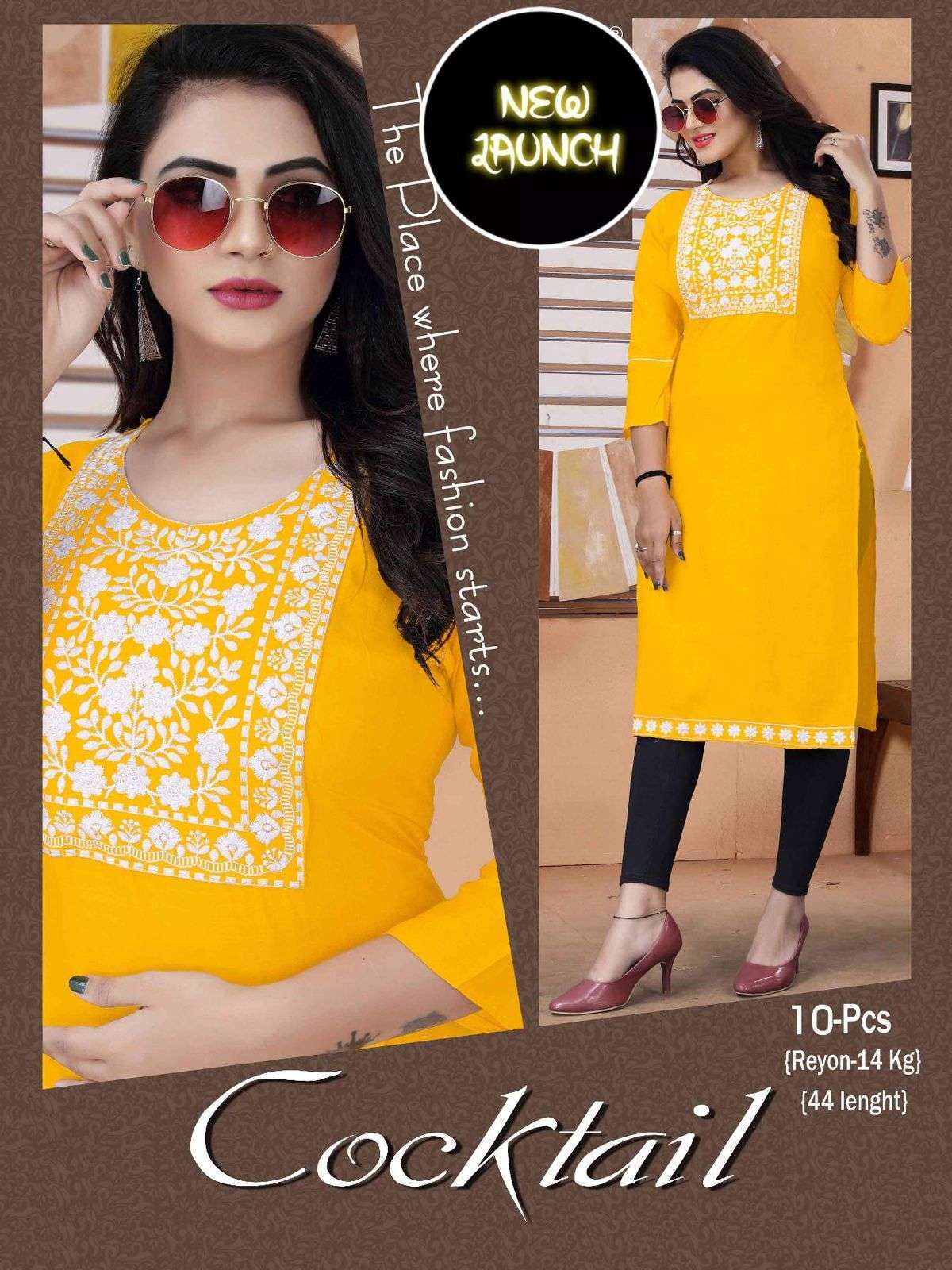 White Cocktail series 001-010 14 kg rayon kurti 