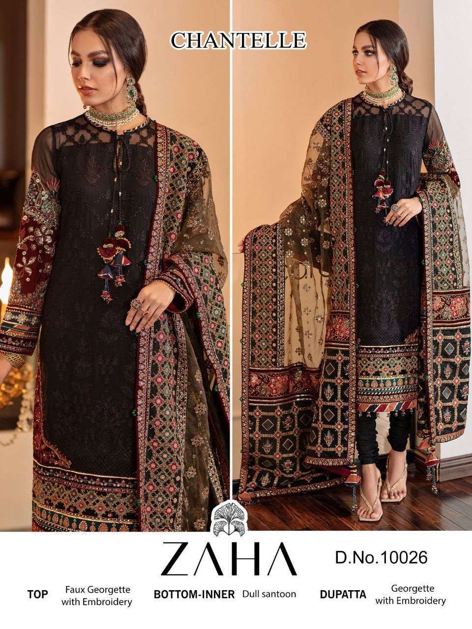 zaha 10026 georgette heavy embroidered suit