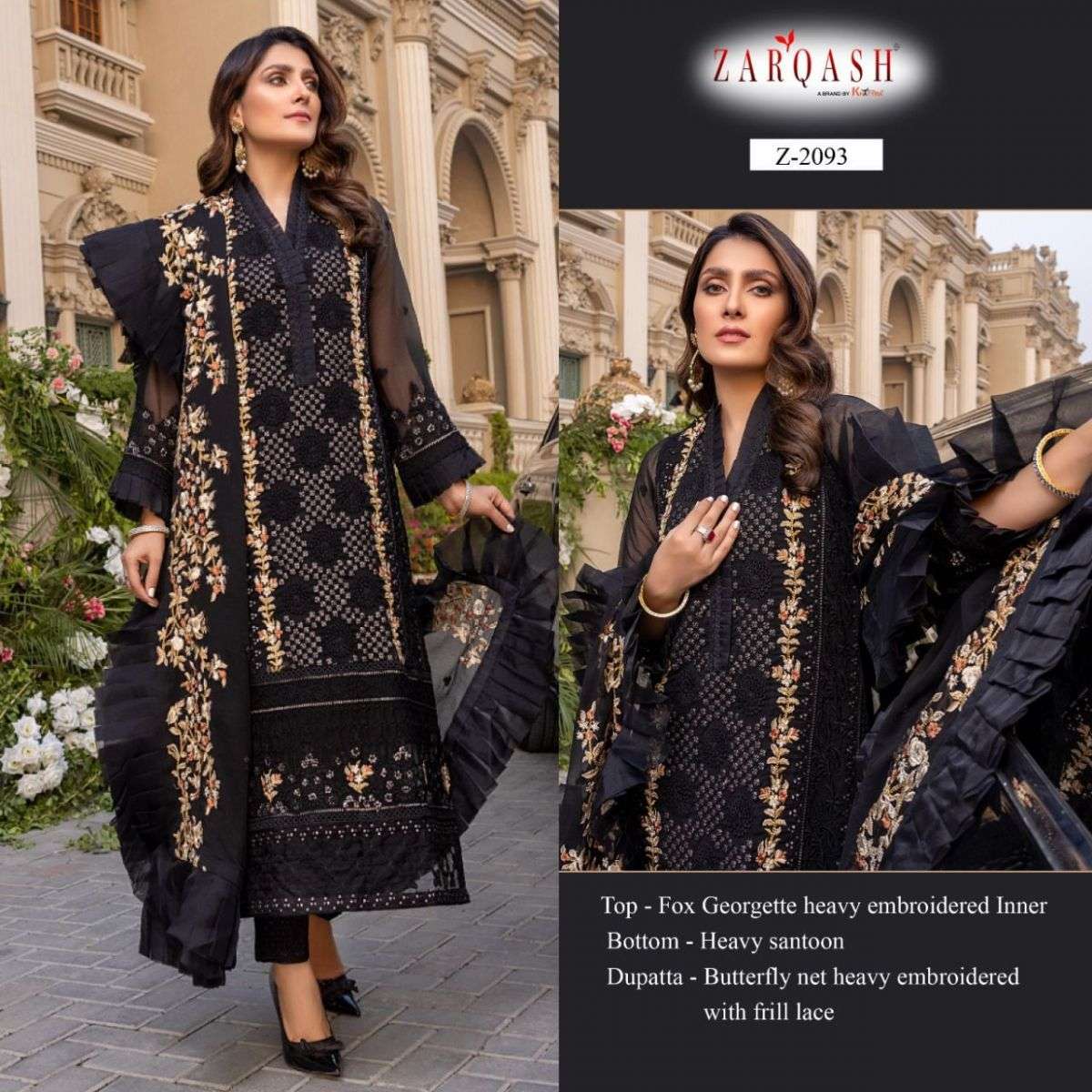 Zarqash Azure Luxe Z-2093 Fox Georgette Heavy Embroidery Unstitch suit