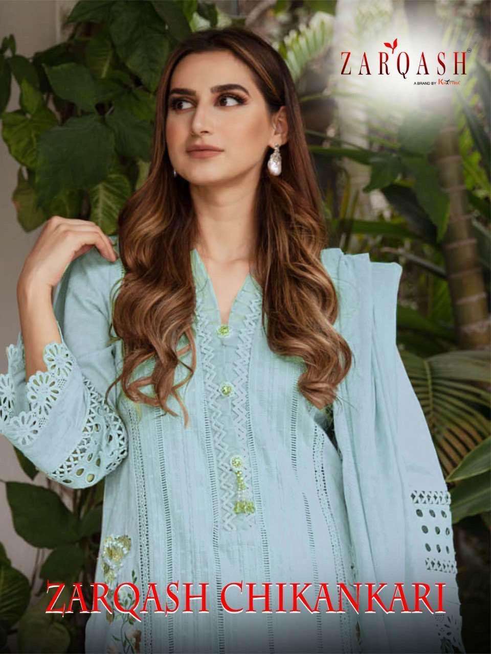 ZARQASH CHIKANKARI DESIGNER COTTON SUIT S