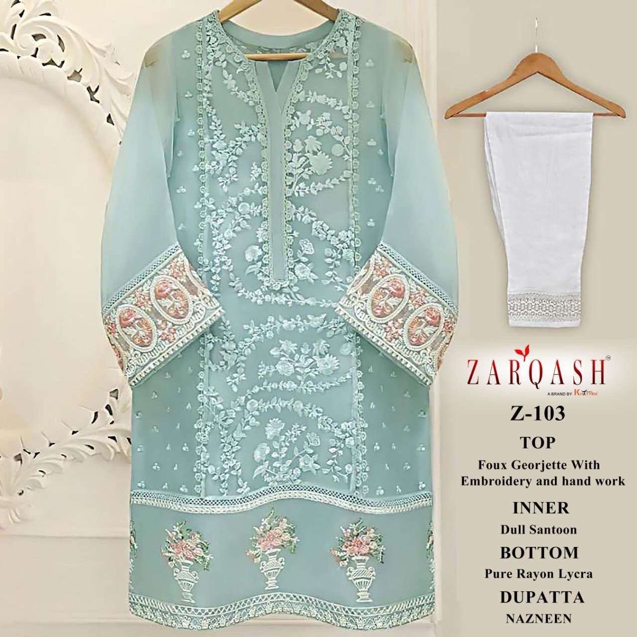 zarqash d no 103 faux georgette readymade suit 