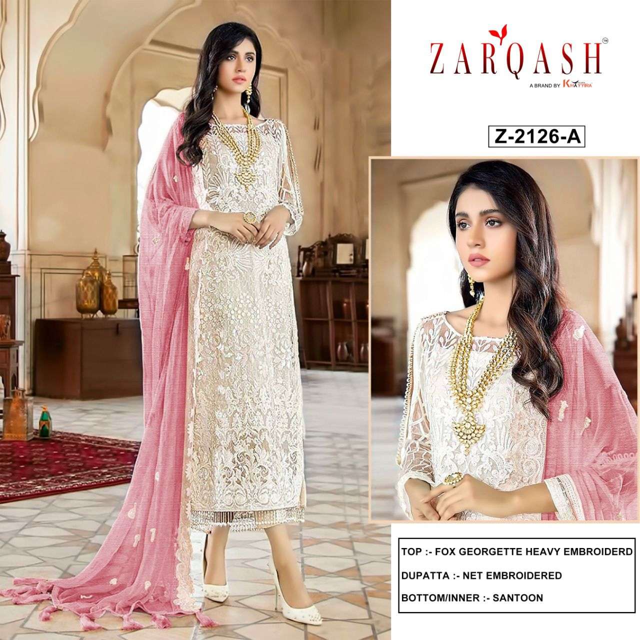 Zarqash Mirha Z-2126 Fox Heavy Embroidered suit