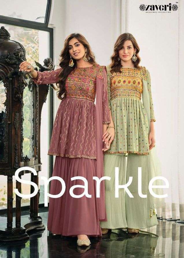 zaveri sparkle series 1075-1078 georgette sharara suit 