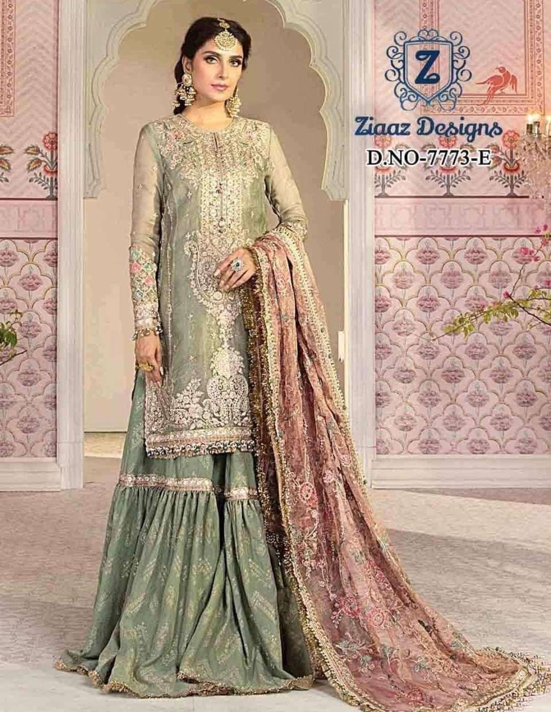 ZIAAZ DESIGNS MARIA 7773 DESIGNER ORGANZA SUIT 