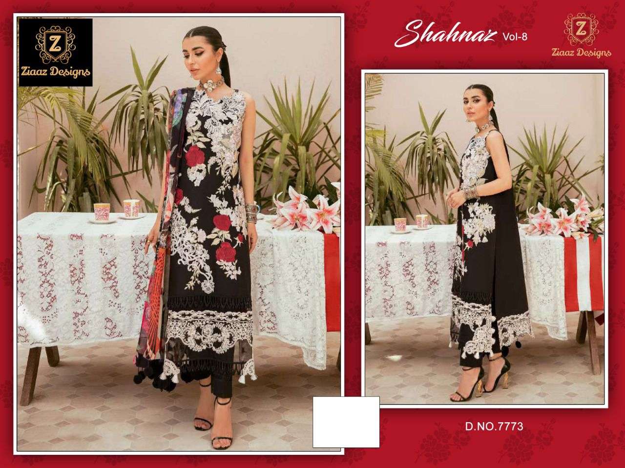 ZIAAZ DESIGNS SHEHNAZ VOL 8 DESIGNER CAMBRIC COTTON SUIT 