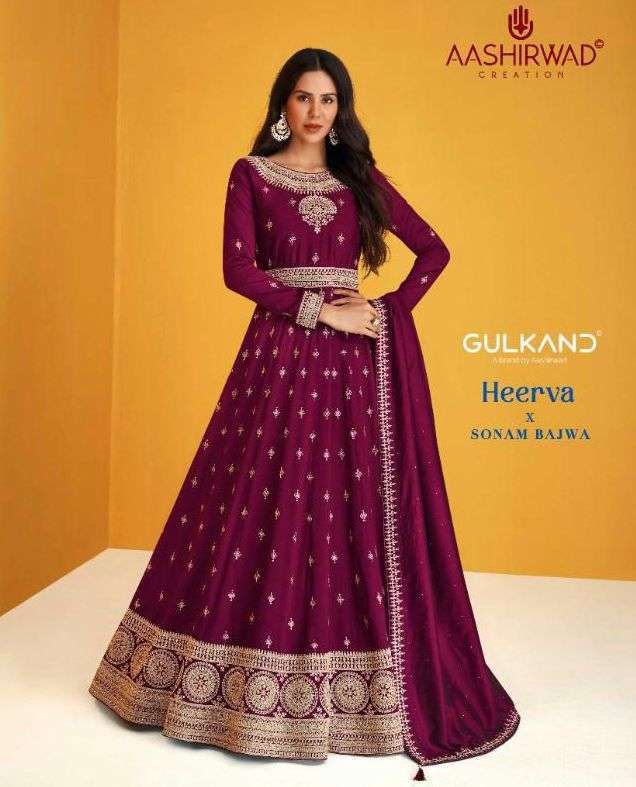 aashirwad gulkand heerva x sonam bajwa series 9229-9233 premium silk suit