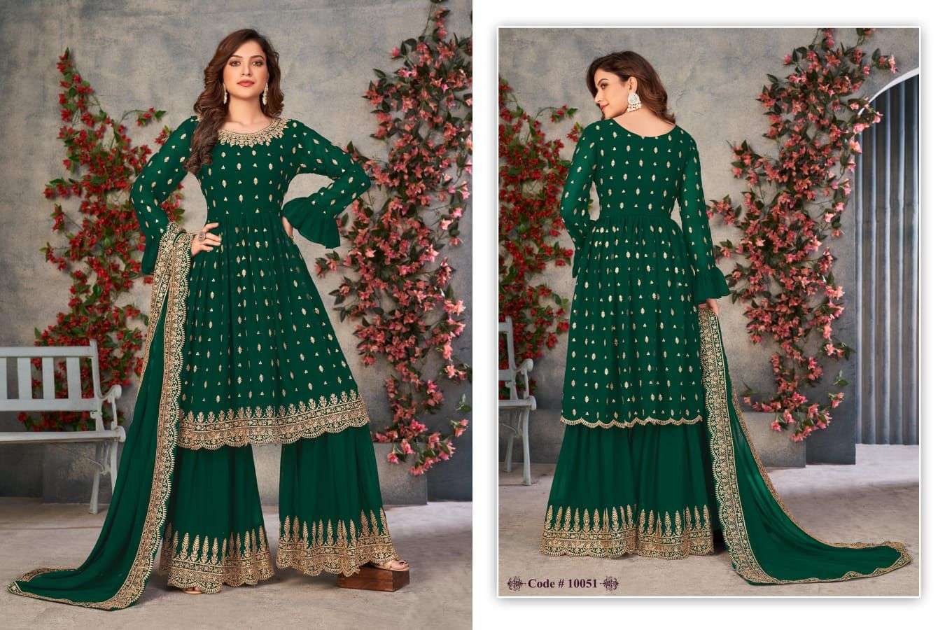 anjubaa vol 5 series 10051-10054 faux georgette sharara suit