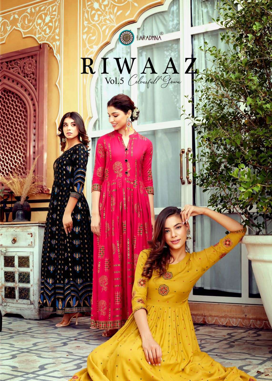 aradhna riwaaz vol 5 series 5001-5012 14 kg rayon kurti