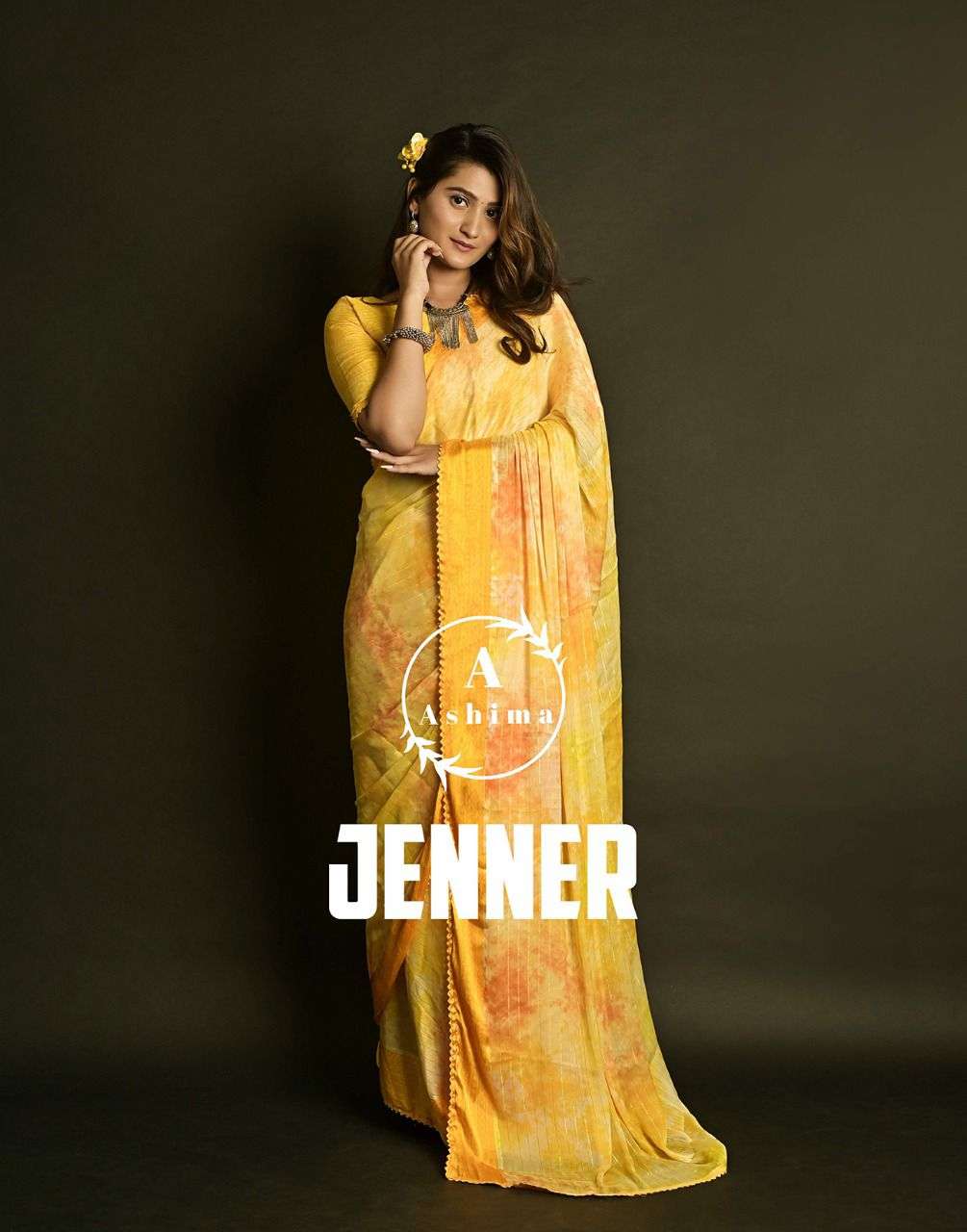 ashima jenner series 5301-5308 printed satin saree