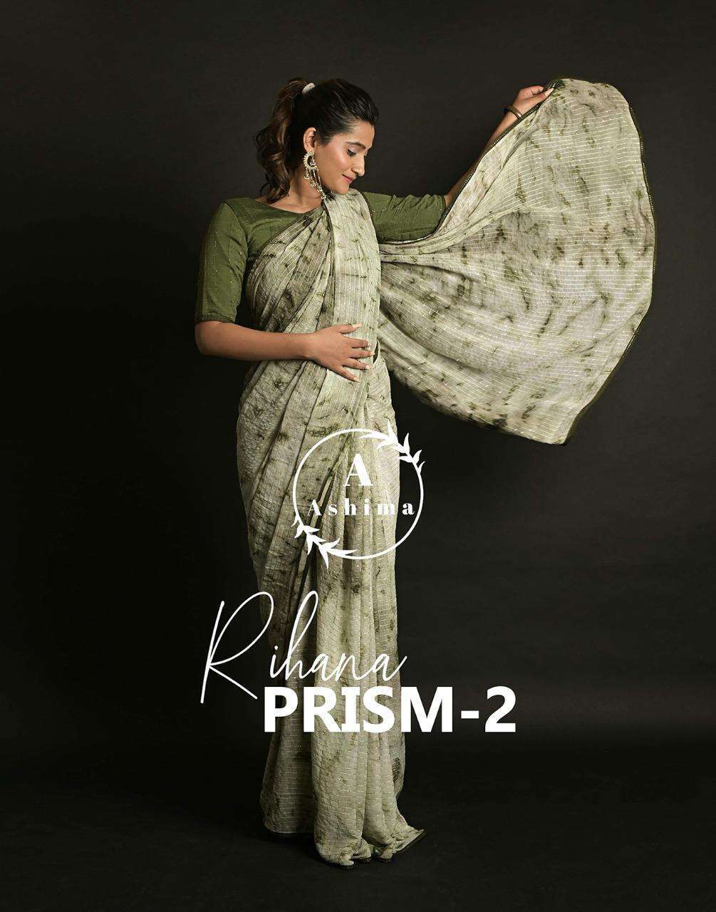 ashima prism vol 2 series 5101-5108 dull moss saree
