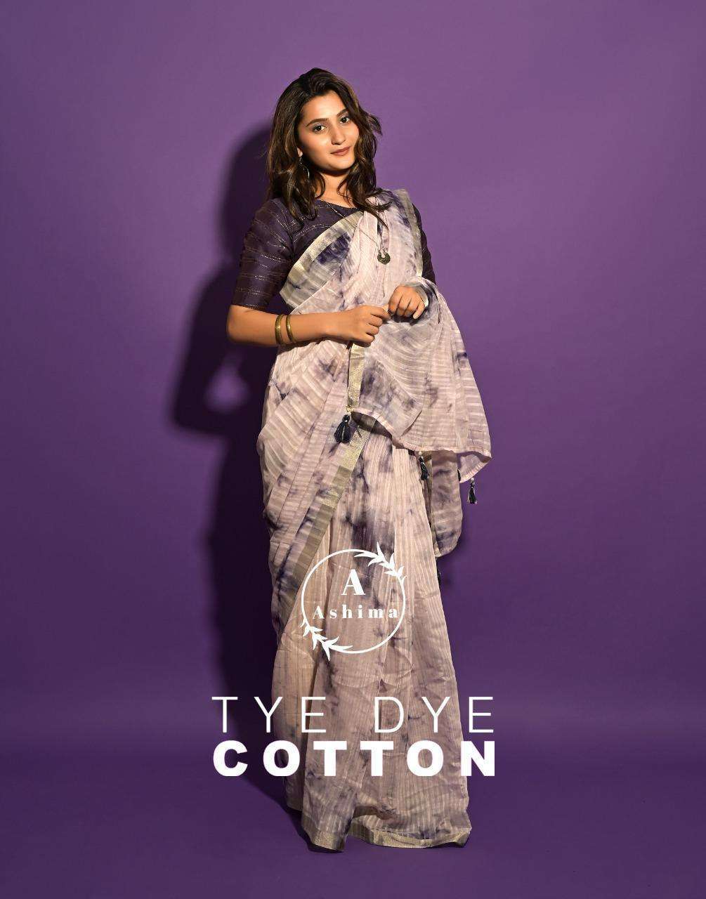 ashima tye dye cotton series 5501-5508 slub cotton saree