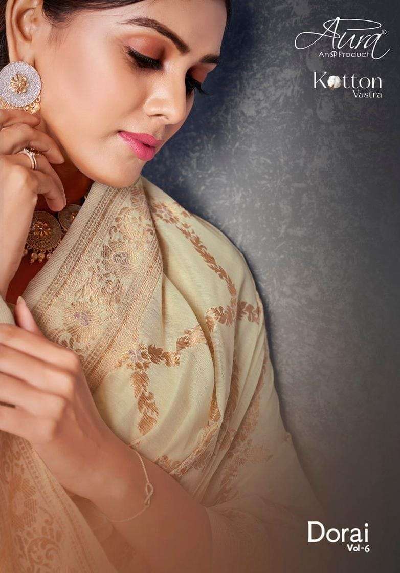 aura dorai vol 6 series 22601-22606 cotton vastra saree